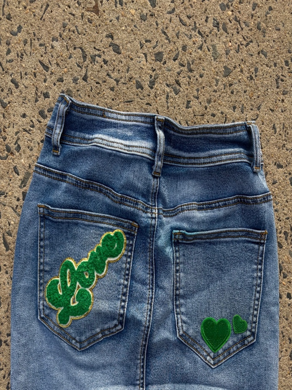 Juniors Super stretchy Kelly Green Eagles Jean skirt